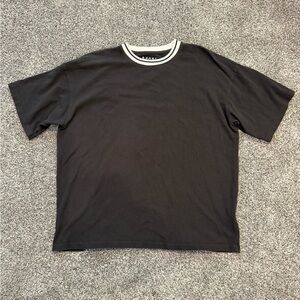 Boohoo Black Crew Neck Tee with White Trim